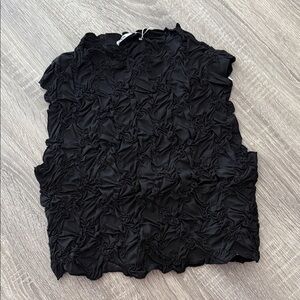 NWT - SMALL - ZARA - Elegant Black Ruched Women's Top